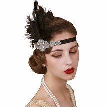1920s Headpiece Flapper Headband Rhinestone Feather Great Gatsby Headpiece Hair  - £35.53 GBP