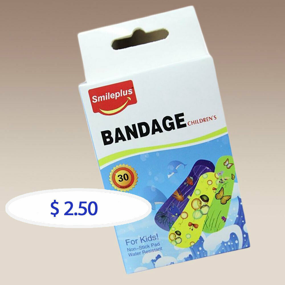 Kids Plasters Washproof Band Aid Adhesive Plaster Breathable 30 Pc Wound Healing - $2.70