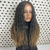 Ready To Ship Lace Frontal Wavy Curls Small Braids Curly Box Braid Braided Wig - £146.54 GBP
