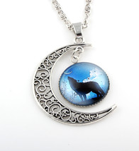 1 Wolf Moon Crescent Glass Cabochon Pendant Necklace #1 - £10.38 GBP