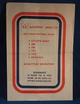 Windsor 2192 Multi Fascia Radio Portatile Manuale D&#39;Istruzioni Vintage - $28.03