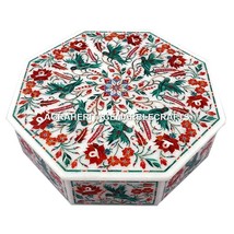 7&quot;x7&quot;x2&quot; Marble Jewelry Box Carnelian Floral Malachite Parrot Inlay Design M091 - £402.80 GBP