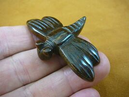 (Y-DRAG-714) Brown DRAGONFLY fly carving FIGURINE gemstone I love dragon... - $19.74