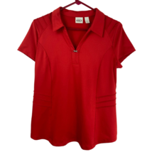 Zenergy Golf by Chicos 1 Polo Shirt Womens M 8 Short Slv Collar Red UV Protect - £12.94 GBP