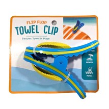 Flip Flop Towel Clip Set of 1 Blue Yellow Jumbo Size for Beach Chair - £10.83 GBP