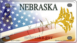 Nebraska Half American Flag Novelty Mini Metal License Plate Tag - $282.49 MXN