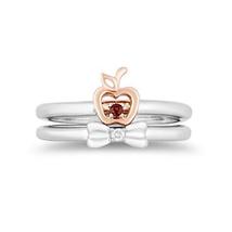 Enchanted Disney Fine Silver Diamond Accent with Red Garnet Snow White Duo Ring - £89.81 GBP