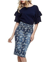 GUESS Denim Floral Print Pencil Skirt Size 26 - £22.78 GBP