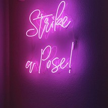 New Strike A Pose Neon Sign Pink Poster Love Room Acrylic Light Gift 20&quot;x16&quot; - £198.31 GBP