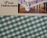 Peva Vinyl Printed Tablecloth 71&quot;Round (4-6 people) GREEN &amp; WHITE CHECKE... - $13.85