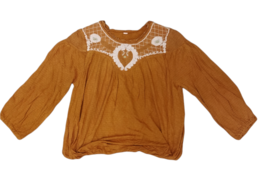 FREE PEOPLE Womens Blouse Begonia Pumpkin Patch Mustard Size XS OB755862 - £38.98 GBP