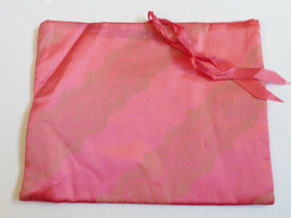 VTG 1930-40&#39;s Handkerchief Lingerie Storage Bag Pouch Pink lace pattern Satin - £11.82 GBP