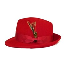 Men BENTLY HEADWEAR Hat Australian Wool Pinch Front Fedora HUDSON HU426 Red image 4