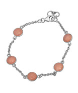 Handmade Genuine Rose Chalcedony Bracelet in 925 Sterling Silver, extend... - £23.00 GBP