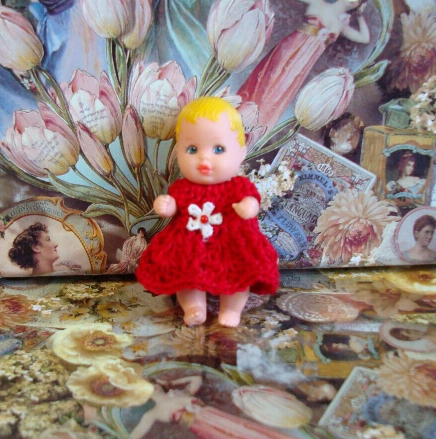 Hand Crochet Dress For Barbie Baby Krissy Or Same Size Dolls #146 - $12.00