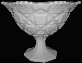 Westmoreland Milk Glass Old Quilt Pattern 7&quot;d Bell Rim Footed Open Compote - £27.45 GBP