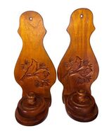 VTG (2) Wood Candle Sconce Wall Hanging Cardinals Birds Cabin Farmhouse ... - $33.00