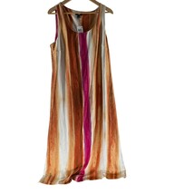 Alfani Womens Hilow Maxi Dress Coral Geometric Stripes Sleeveless L NWT - $714.37 MXN