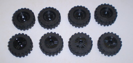 8 Used LEGO Wheels 18 x 14 with Holes on Both Sides Car Vehicle 55981 - 30391 - £7.95 GBP