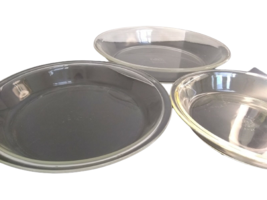 Pyrex Corning Glass Pie Dishes 210 209-1-20 208 Clear Nesting Lot of 3 Vintage - £15.47 GBP