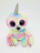 TY Beanie Boos Medium Cooper Slothicorn Sloth Unicorn Rainbow 9&quot; Plush Toy B310 - £7.85 GBP