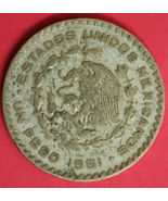 1961 Mexico Un 1 Peso .10 Silver Coin Morelos Estados Unidos Mexicanos G... - $13.64 CAD