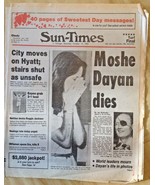Chicago Sun-Times: &quot;Moshe Dayan dies&quot; October 17, 1981 - $352.38 MXN