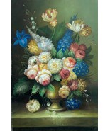 BEAUTIFUL BOUQUET ORIGINAL OIL PAINTING ON CANVAS STRETCHED - $445.50