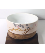 Ceramic Dog Bowl Joy Christmas Dog Water Feed Bowl Ceramic on Wood Base ... - $373.19 MXN