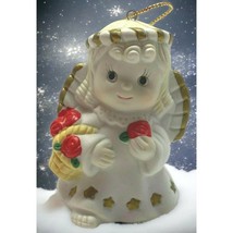 Christmas Angel Tree Ornament Bell Vintage Giftco Flower Basket Roses - £9.71 GBP