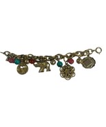 Elephant Trunks Up Good Luck Coin Vintage GERMANY Charm Bracelet 7” Chun... - £51.19 GBP