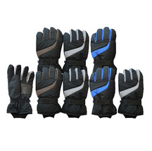 Men&#39;s Fleece Lined  Adjustable Strap Warm Waterproof Two Tone Ski Gloves 7 Pack - £45.21 GBP