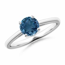 Classic Prong-Set Round London Blue Topaz Solitaire Ring in Silver Size 7 - £141.30 GBP