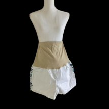 Denim Diva Women&#39;s Maternity Denim Shorts Size L Floral White - £9.32 GBP