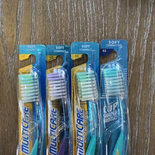 LOT 4 Vintage 1997 CREST Multi Care Toothbrush Soft 62 Compact Size Blue - £11.40 GBP