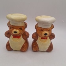 Chef Teddy Bear Salt Pepper Shakers 1980s Vintage - £5.67 GBP