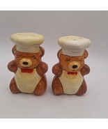 Chef Teddy Bear Salt Pepper Shakers 1980s Vintage - $7.20