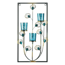 PEACOCK THREE CANDLE WALL SCONCE - £39.09 GBP