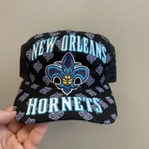 New Orleans Hornets Snapback Hat Cap Black Mesh Teal SnapBack AOP - £38.87 GBP