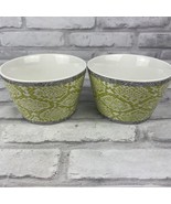 222 Fifth Python Lime Appetizer Snack Bowl Green White Black Lot of 2 - £10.36 GBP