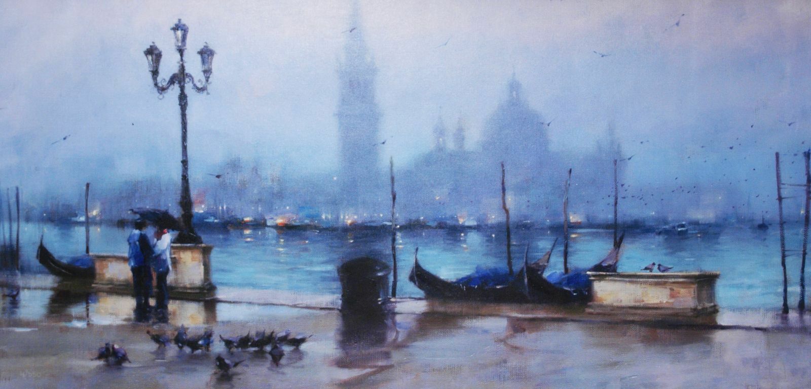 Primary image for Vakhtang "Evening Stroll San Giorgio" Dockside Hand Embellished Giclee Canvas