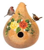 2 ROSES on the VINE BIRDHOUSE - Amish Handmade &amp; Hand Painted Gourd - $53.99