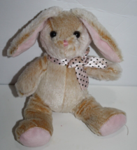 Walmart Beige Tip Orange Easter Bunny Rabbit 10&quot; Dots Bow Soft Toy Plush Stuffed - $18.39