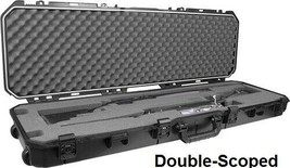 Double Scoped Rifle Hard Carry Case Padded Waterproof 2 Gun Storage TSA ... - $160.37