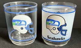 2 Vintage Seattle Seahawks Mobil NFL 8 Oz On The Rocks Glass Made in USA - £10.60 GBP