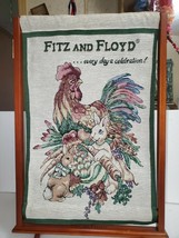 Rare FITZ &amp; FLOYD Rooster Tapestry Banner Fabric Hanging Dealer Display 16&quot;x25&quot; - £49.07 GBP