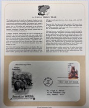 American Wildlife Mail Cover FDC &amp; Info Sheet Alaskan Brown Bear 1987 - £6.23 GBP