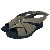 Clarks Cloudsteppers Sandals Womens 9.5 Gray Wedge Comfort Slip On Shoes... - $29.69