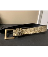 Vintage Leopard Print Belt Nan Lewis Monkey Brass Buckle S/M Cheetah Fun... - $16.79