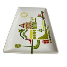 Crate &amp; Barrel Yule Town 10&quot; Appetizer Serving Plate / Platter Julia Rothman - £10.24 GBP